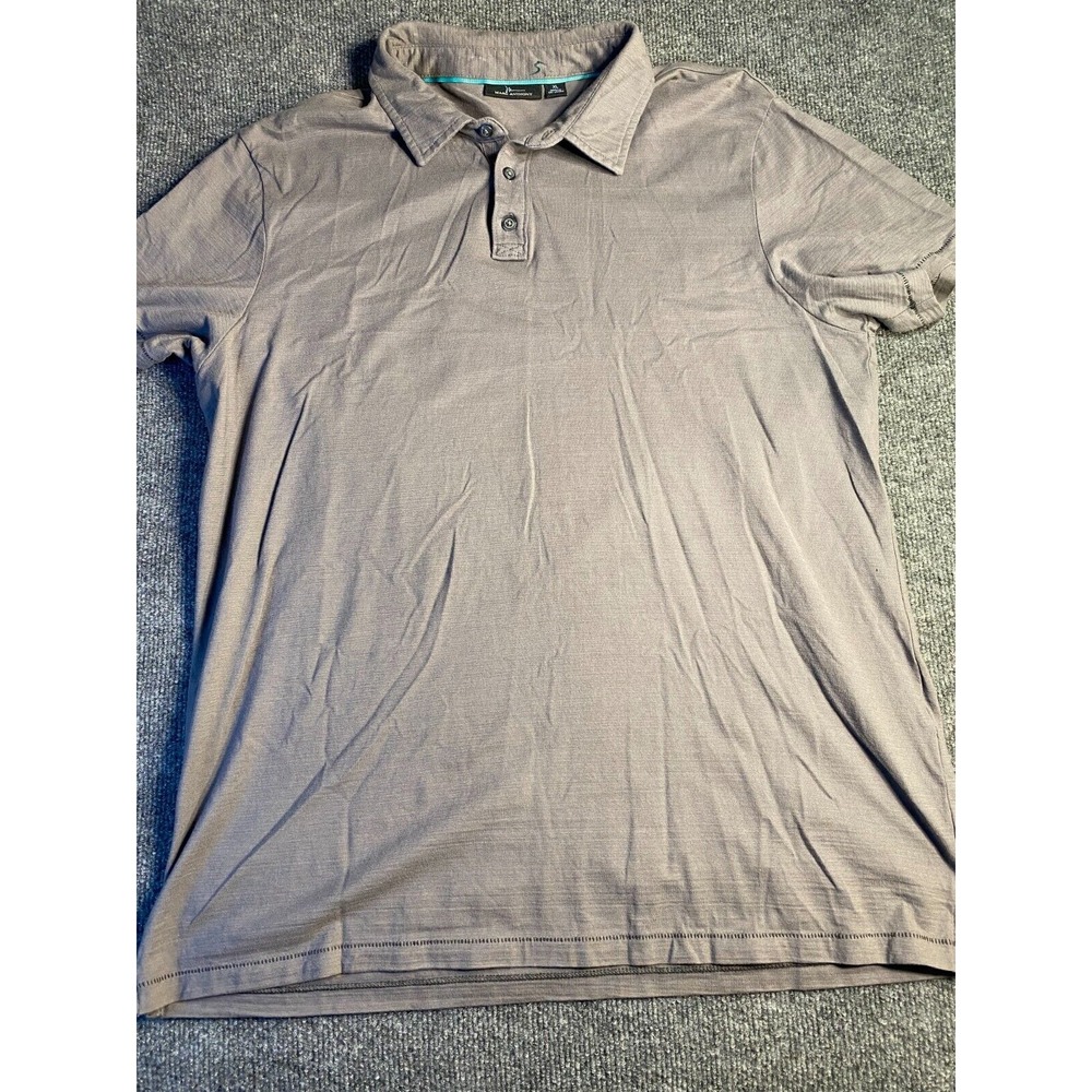 Marc Anthony Polo Shirt Men XL Brown Golf Performance Side Slit Collared Stretch